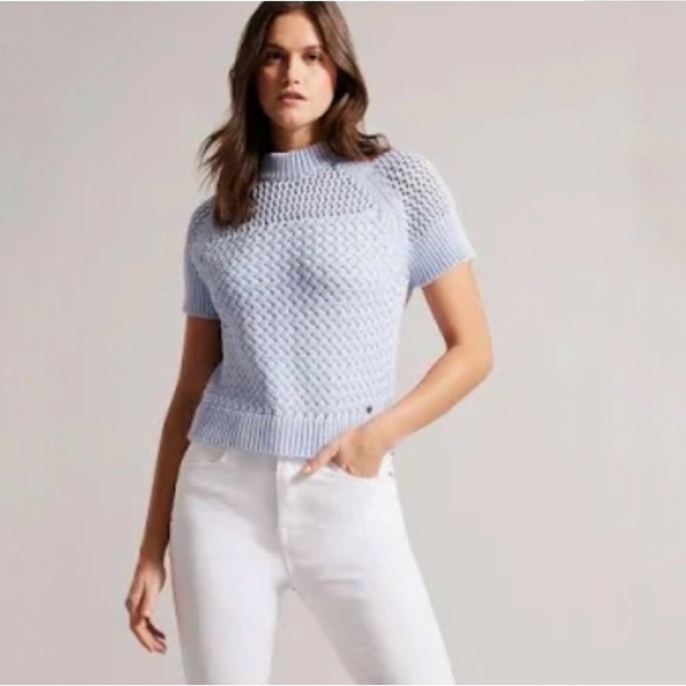 Ted Baker Stena High-Neck Basket-Stitch knit Sweater Size 1/US 4